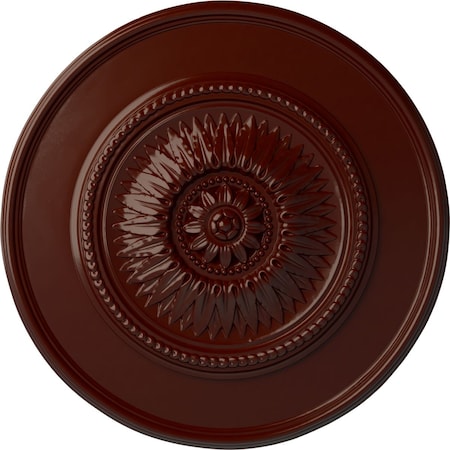 Floral Ceiling Medallion, Hand-Painted Brushed Mahogany, 23 1/2OD X 2 3/4P